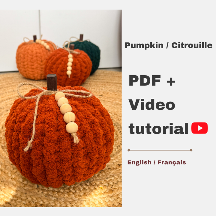 Citrouille tricotée à la main — Patron PDF + Vidéo tutoriel