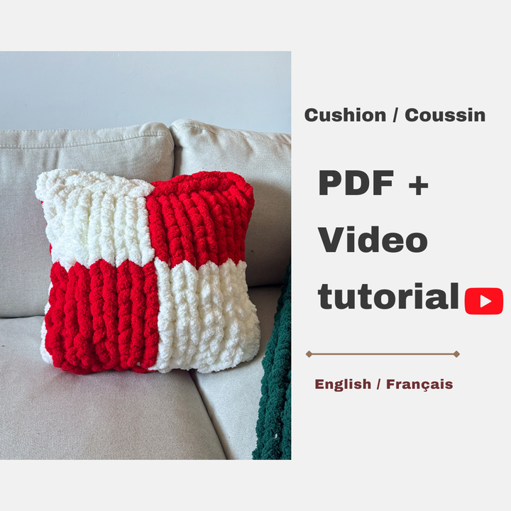 Coussin à motif damier — Patron PDF + Vidéo tutoriel