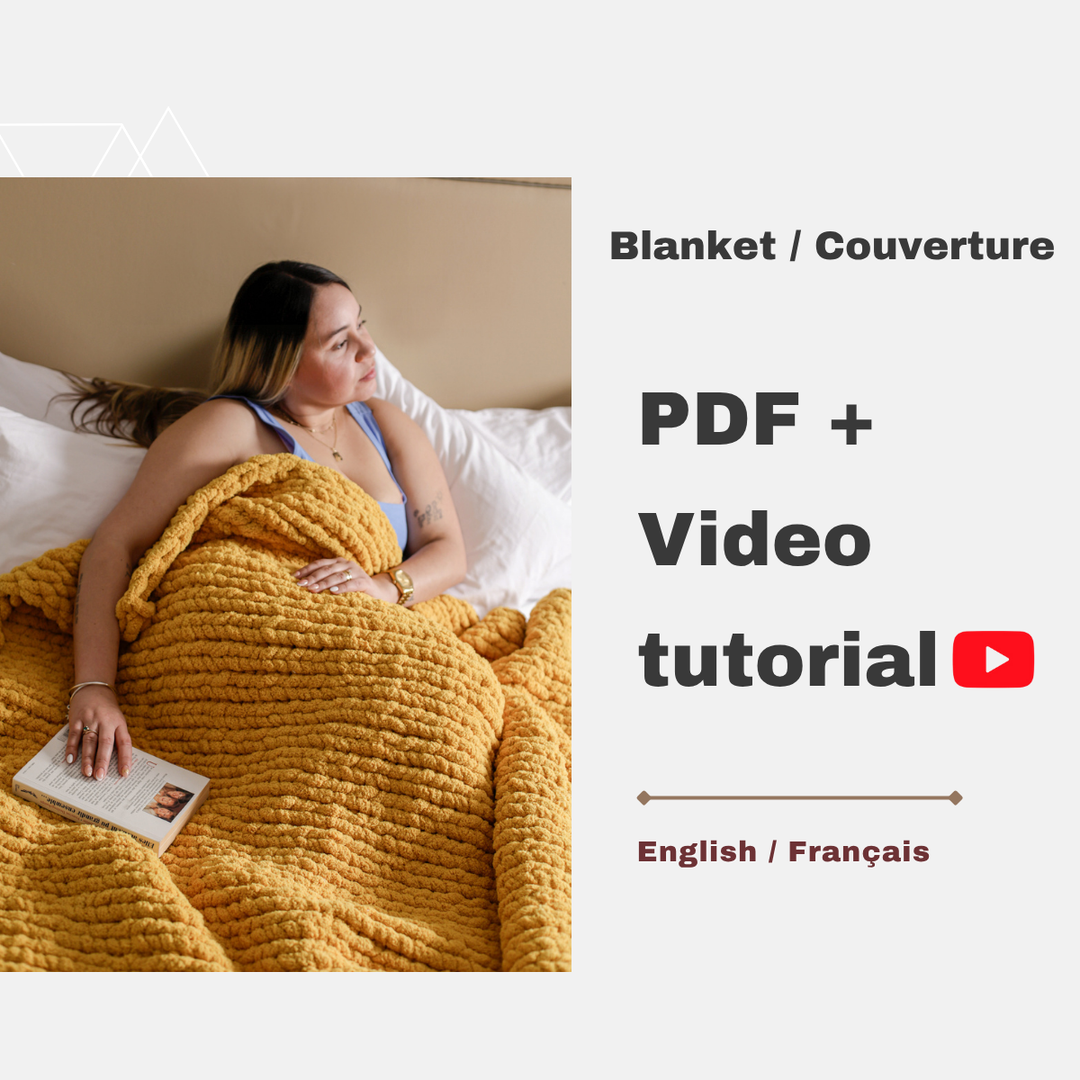 Chunky hand-knitted blanket, basic pattern — PDF pattern + Video tutorial