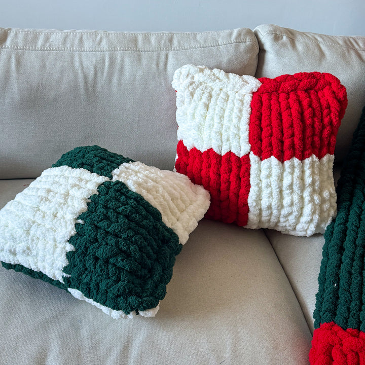 Coussin à motif damier — Patron PDF + Vidéo tutoriel