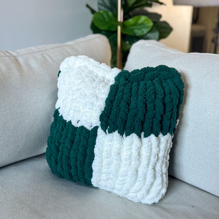 Coussin à motif damier — Patron PDF + Vidéo tutoriel