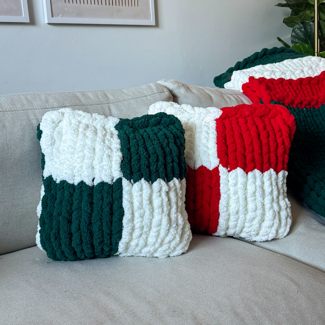 Coussin à motif damier — Patron PDF + Vidéo tutoriel