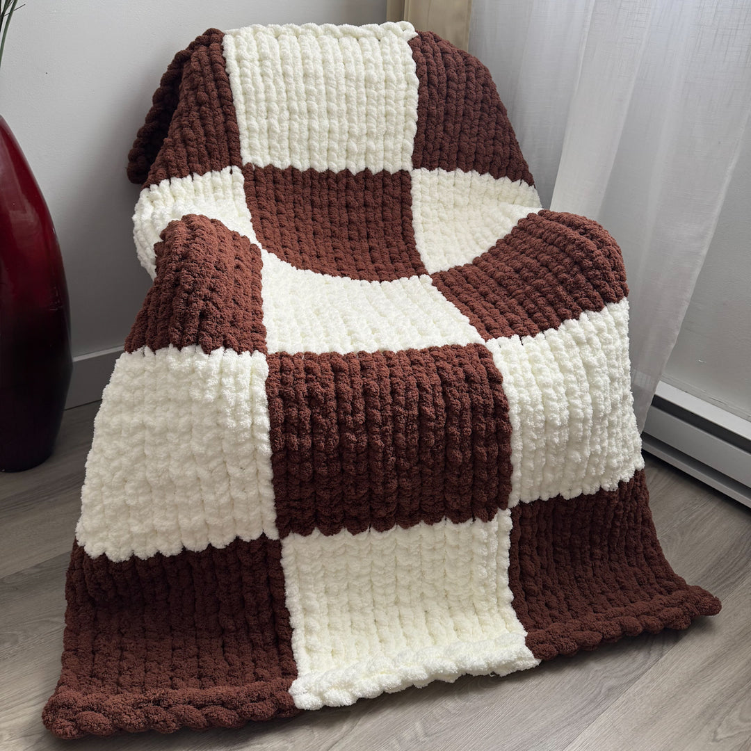 Couverture à motif damier — Patron PDF + Vidéo tutoriel