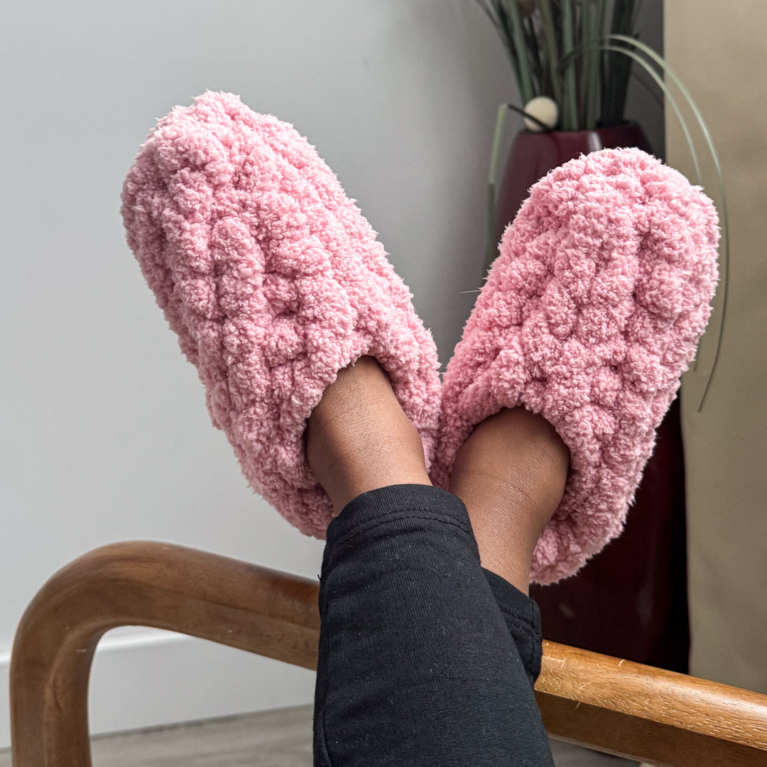 Pantoufles en laine chenille — Patron PDF + Vidéo tutoriel