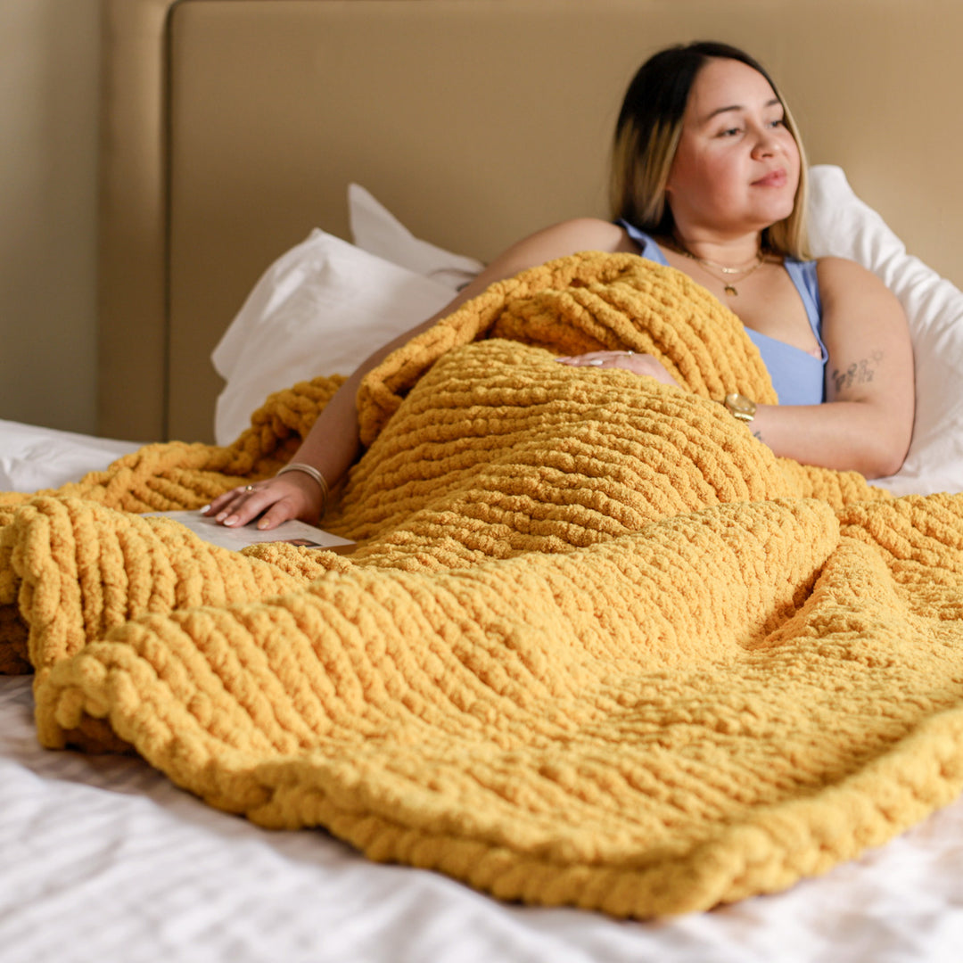 Chunky hand-knitted blanket, basic pattern — PDF pattern + Video tutorial