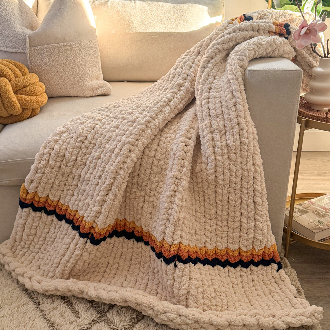 “Autumn Ray” Blanket – Hand-knitted without needles